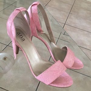 A.N.A. Light Pink Sandal Snakeskin Look